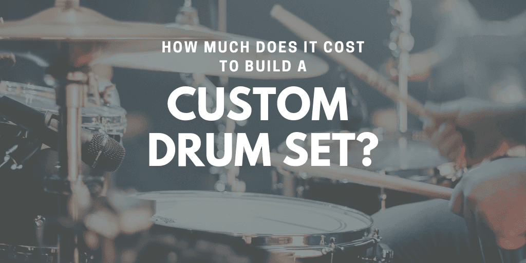 A title slide with a picture of a drummer playing drums. The text says "How much does it cost to build a custom drum set?"